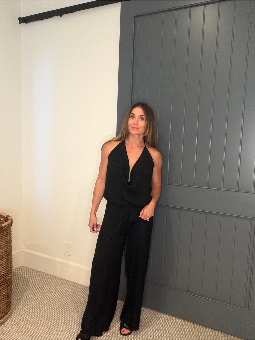 MaiTai Elegant Black Halter Wide-Leg Jumpsuit - Draped Neck